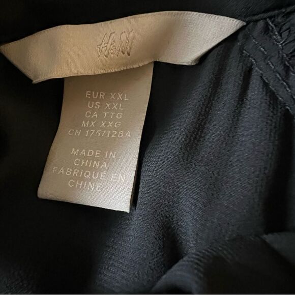 H&M Dress Long Sleeve Midi Elegant Black Pleated Size XXL - Picture 5 of 6